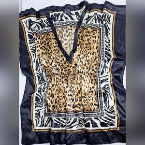 Forever 21 Y2K Women's Shirt Satin Polyester Animal Tiger Cheetah BB4- L